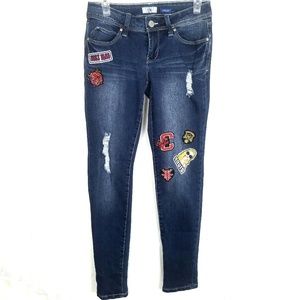 YMI - Varsity Patchwork Anklet Skinny Jeans Size 7